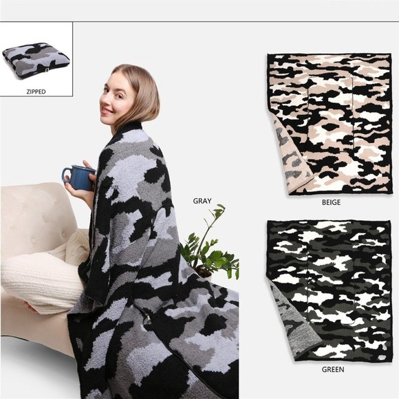 P/S 2 in 1 Blanket/Pillow! Camouflage Pattern Luxury Soft Throw Blanket & Pillow - Picture 1 of 13